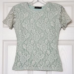 Linda Leal Vintage Lace Short Sleeve Top